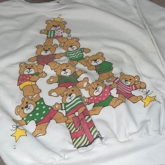 Vintage USA Made Christmas Tree Bears Nicolette New York Crewneck Sweatshirt - Picture 3 of 9